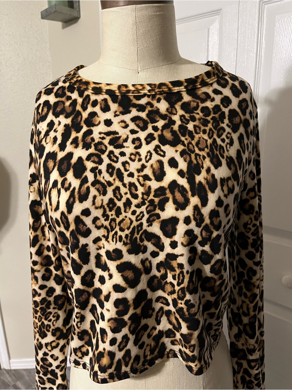 Olivia Rae Leopard Print Crop Top - Beige/Brown/Black